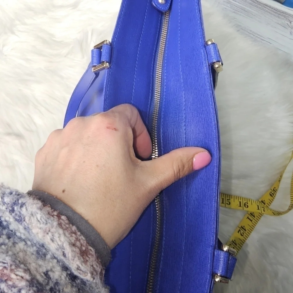 FURLA  leather Tote Handbag Purse Blue - Picture 12 of 12
